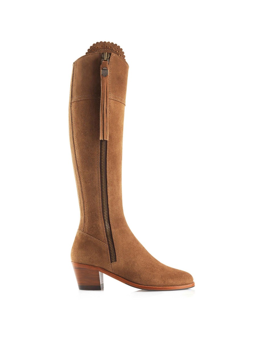 Women Fairfax & Favor Knee-High Boots | Women'S Tall Heeled Boot-Tan Suede, Regular Calf