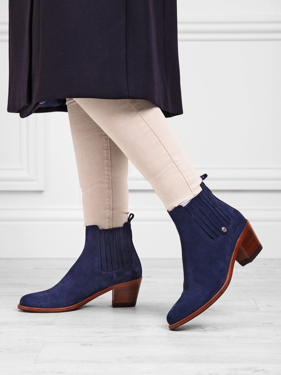 Women Fairfax & Favor Chelsea Boots | Women'S Heeled Ankle Boot-Ink Suede