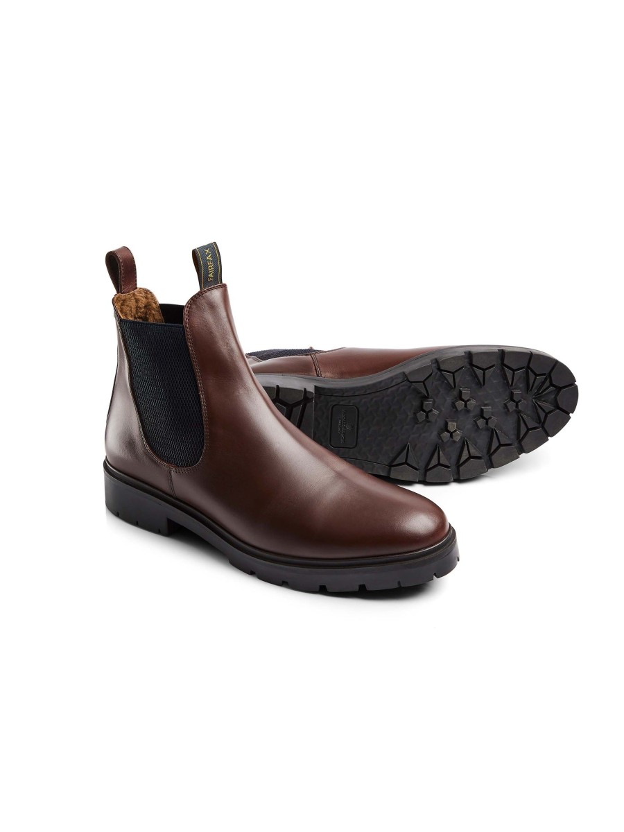 Men Fairfax & Favor Chelsea & Ankle Boots | Men'S Shearling Lined Dealer Boot-Mahogany Leather