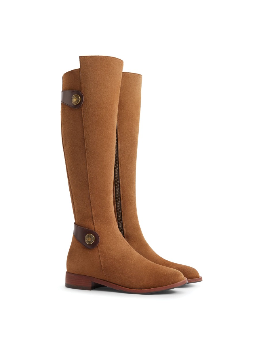 Women Fairfax & Favor Flat Boots | Women'S Knee-High Boot -Tan Suede