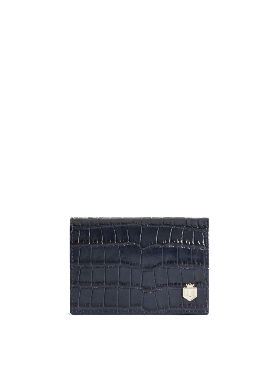 Women Fairfax & Favor Coin Purses | Women'S Purse-High Shine Navy Croc Print Leather