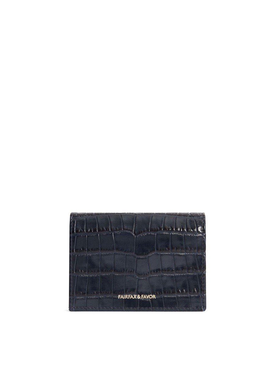 Women Fairfax & Favor Coin Purses | Women'S Purse-High Shine Navy Croc Print Leather