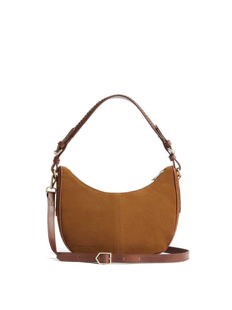 Women Fairfax & Favor Handbags | Women'S Crescent Bag-Tan Suede