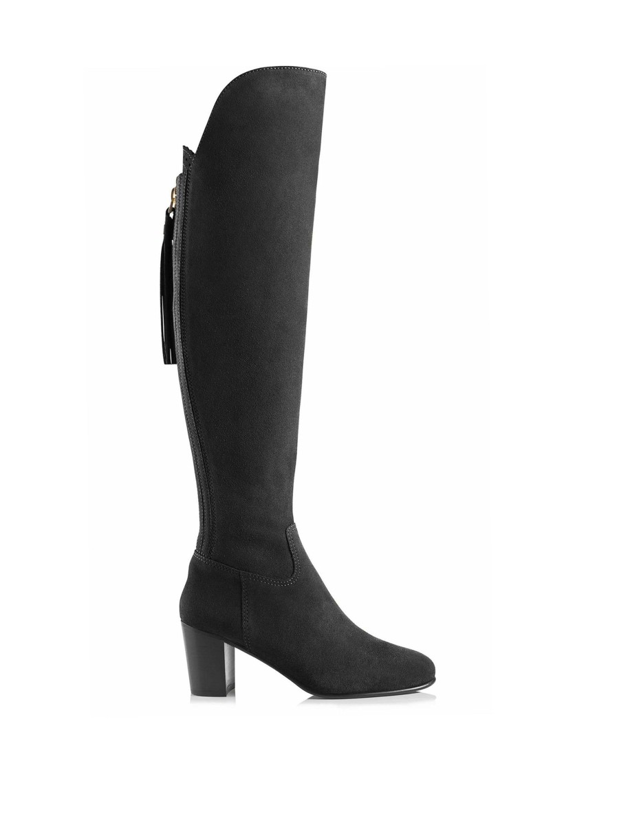 Women Fairfax & Favor Over-The-Knee | Women'S Over-The-Knee Heeled Boot-Black Suede