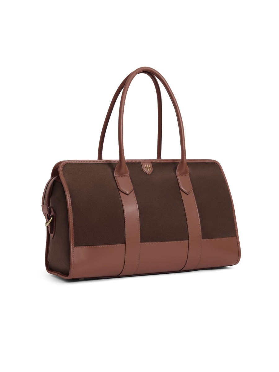 Men Fairfax & Favor Laptop & Travel Bags | Unisex Holdall-Chocolate Suede & Leather