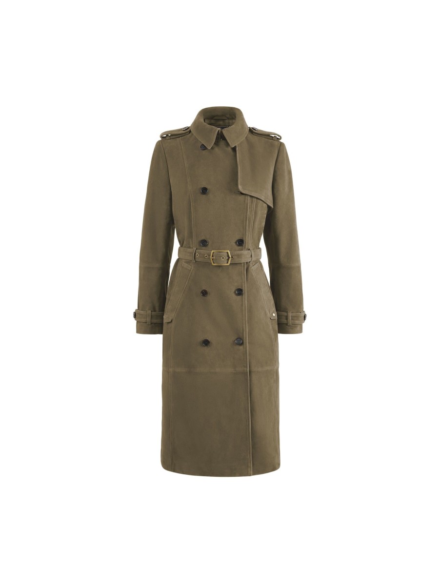 Women Fairfax & Favor Coats & Jackets | Women'S Trench Coat-Khaki Suede