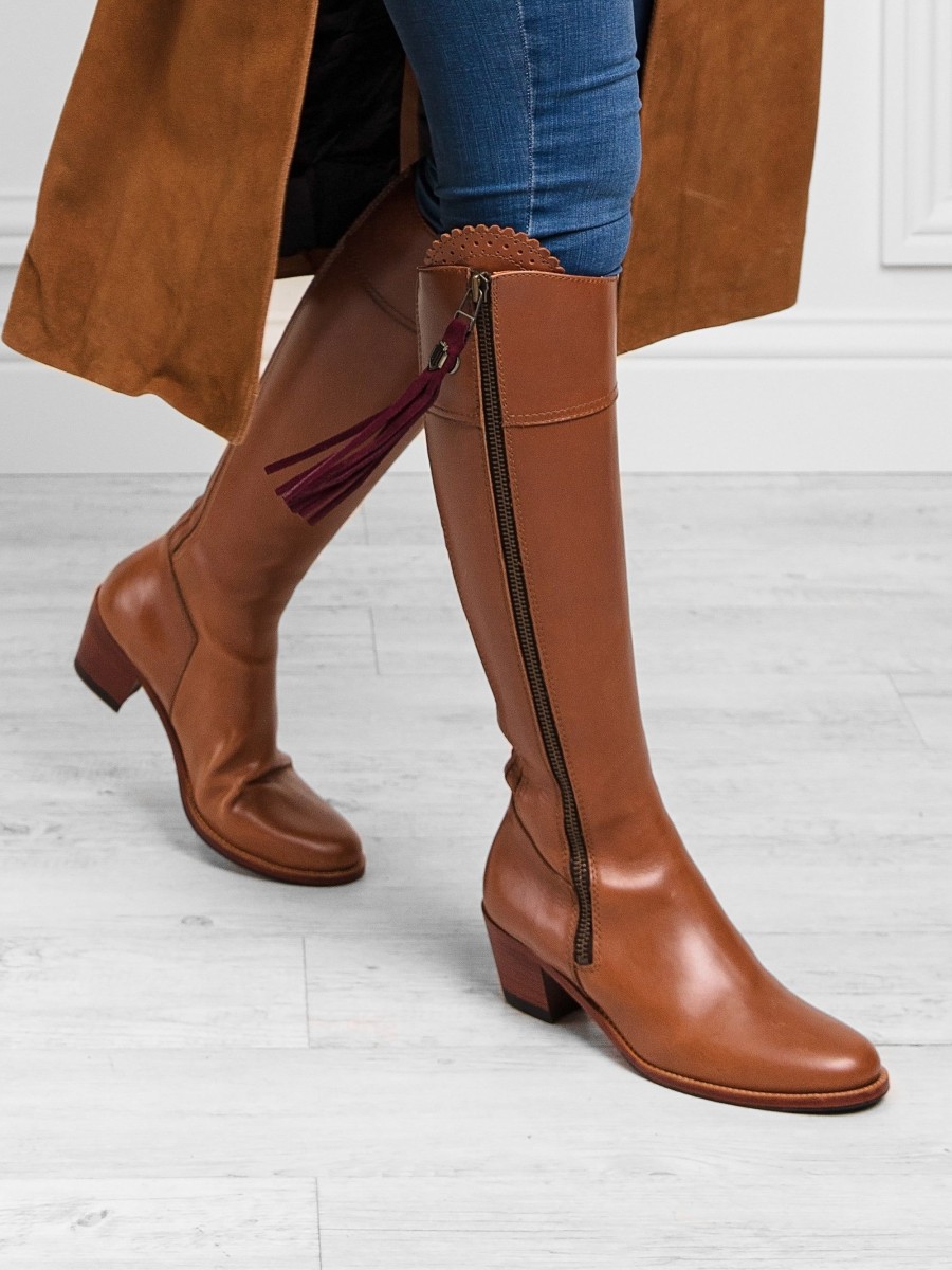 Women Fairfax & Favor Knee-High Boots | Women'S Tall Heeled Boot-Tan Leather, Sporting Calf