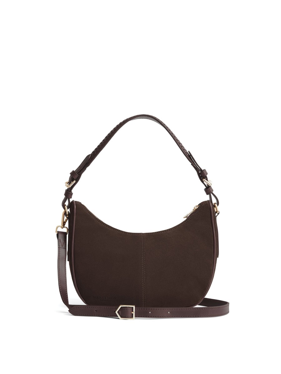 Women Fairfax & Favor Handbags | Women'S Crescent Bag-Chocolate Suede