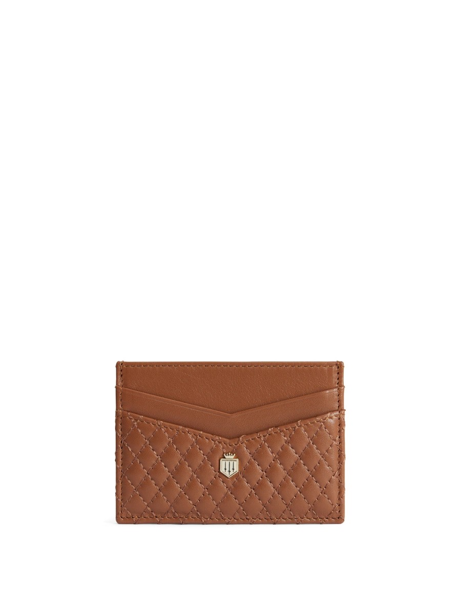 Men Fairfax & Favor Wallets & Card Holders | Card Holder-Quilted Tan Leather