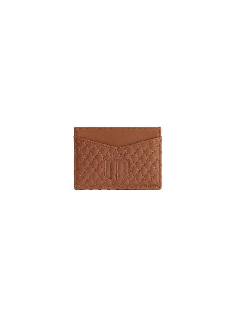 Men Fairfax & Favor Wallets & Card Holders | Card Holder-Quilted Tan Leather