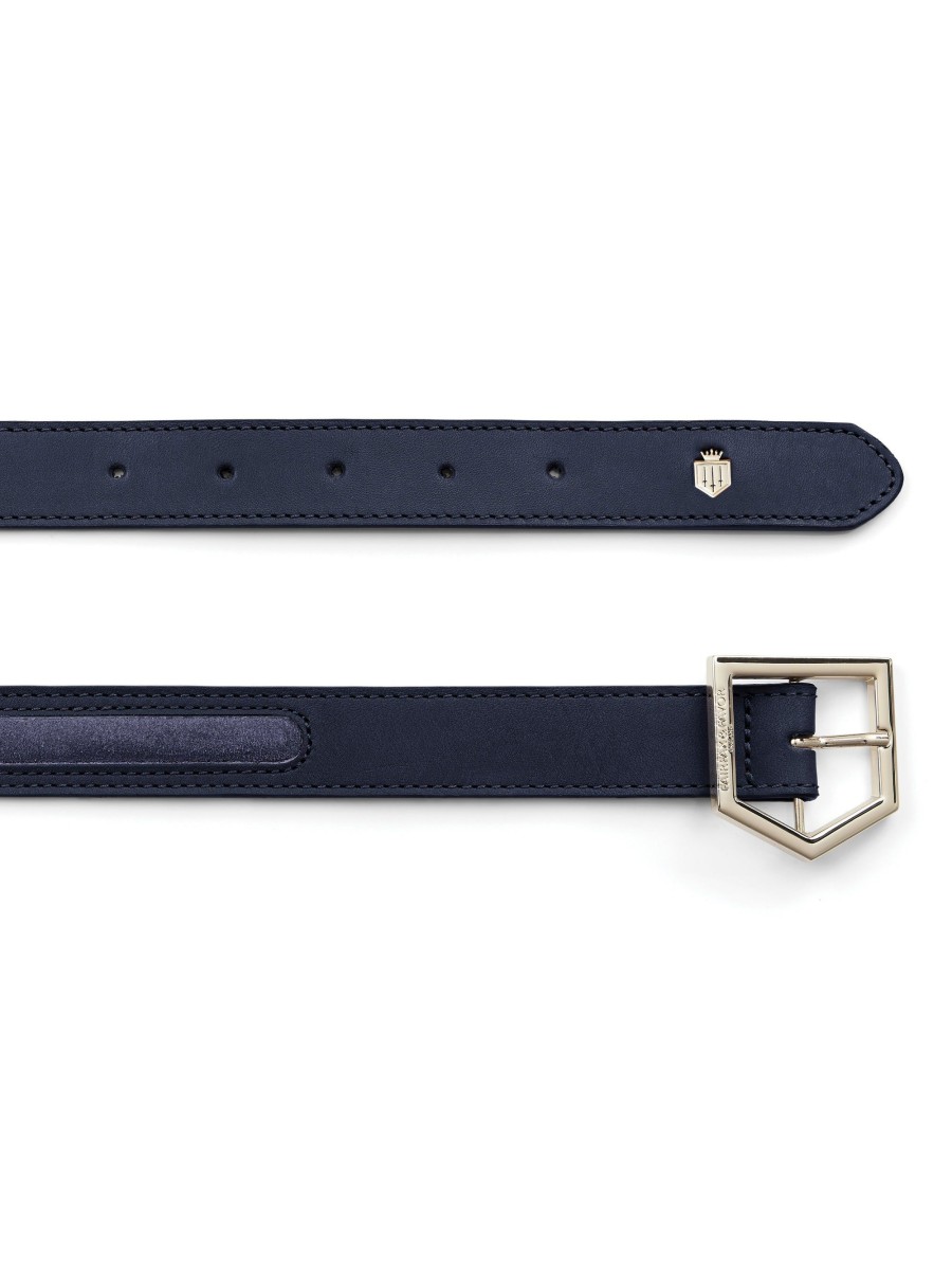 Women Fairfax & Favor Belts | Women'S Belt-Navy Leather & Ink Suede