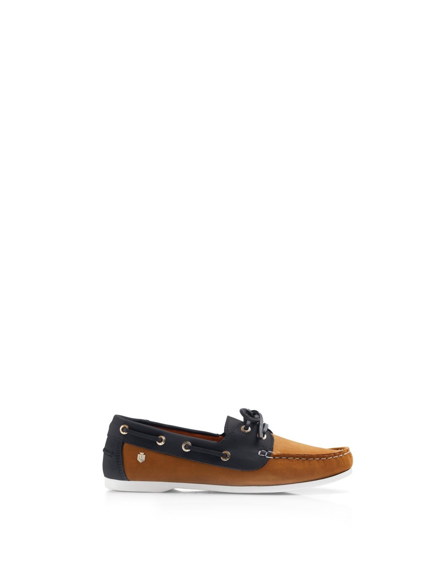 Women Fairfax & Favor Driving & Deck Shoes | Women'S Deck Shoe-Tan & Navy Blue