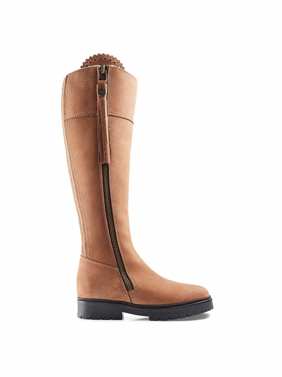 Women Fairfax & Favor Knee-High Boots | Shearling Lined Tall Boot-Cognac Nubuck, Sporting Calf