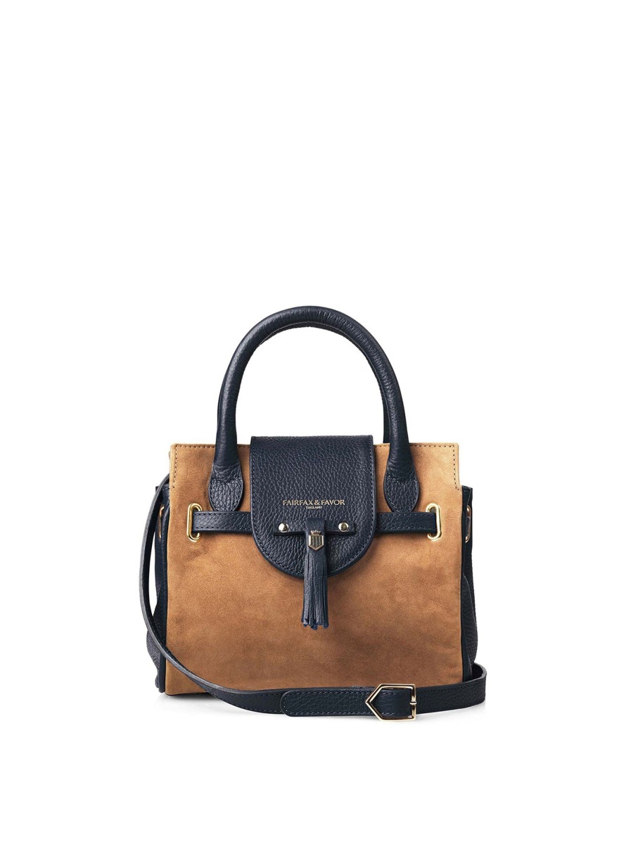 Women Fairfax & Favor Crossbody Bags | Women'S Mini Handbag-Tan & Navy Suede