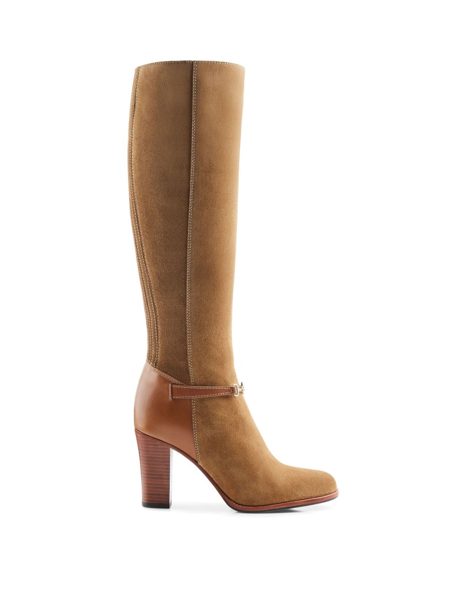 Women Fairfax & Favor Knee-High Boots | Women'S Tall Heeled Boot-Tan Suede, Sporting Calf