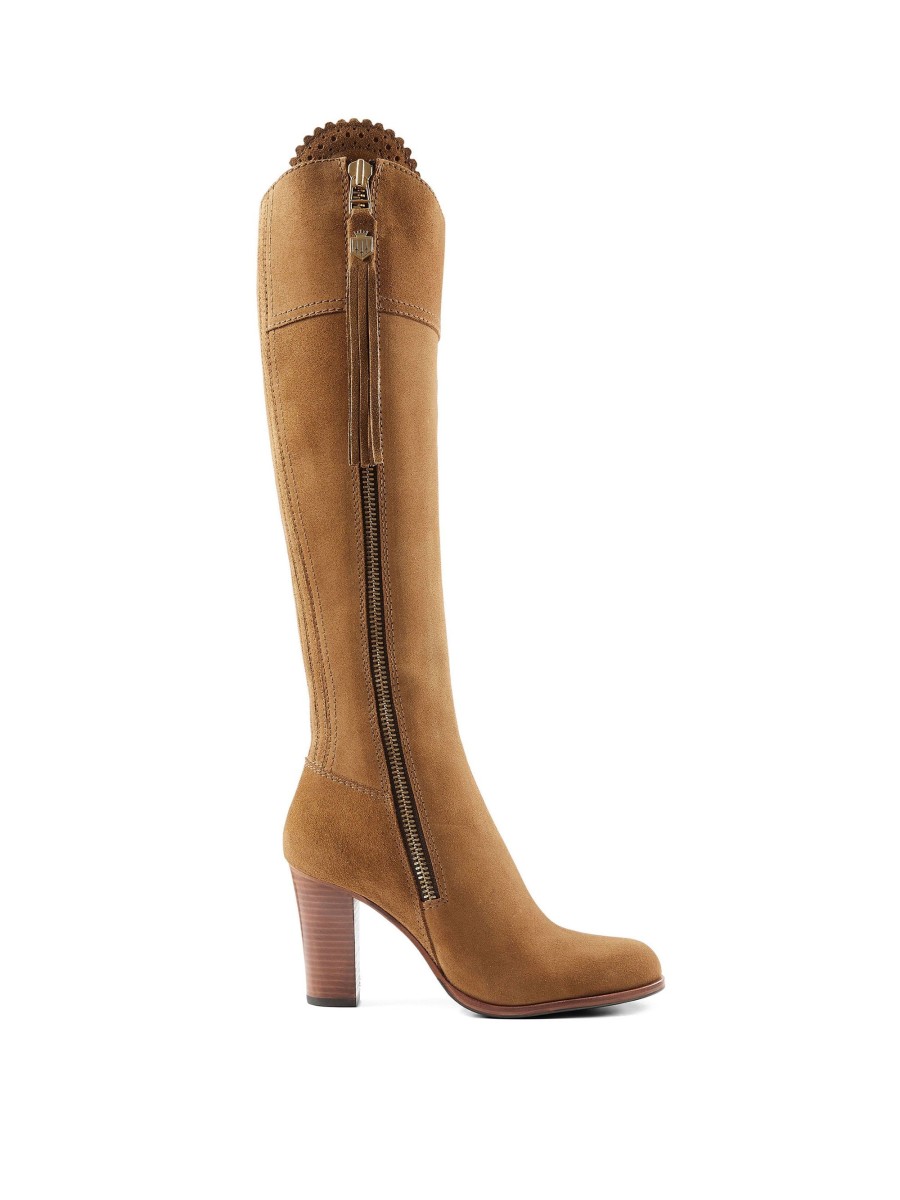 Women Fairfax & Favor Knee-High Boots | Women'S Tall High-Heeled Boot-Tan Suede, Narrow Calf