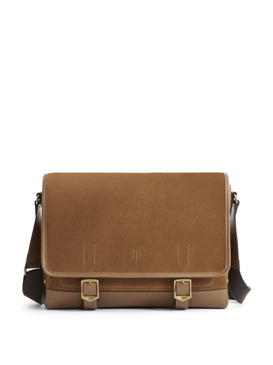 Men Fairfax & Favor Laptop & Travel Bags | Unisex Messenger Bag-Tan Suede & Leather