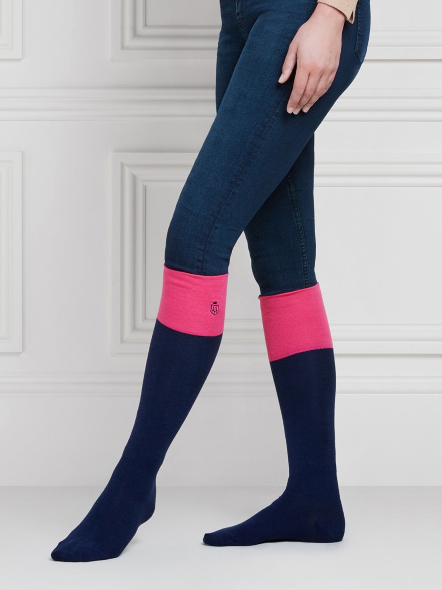 Women Fairfax & Favor Socks | Women'S Socks-Navy & Hot Pink