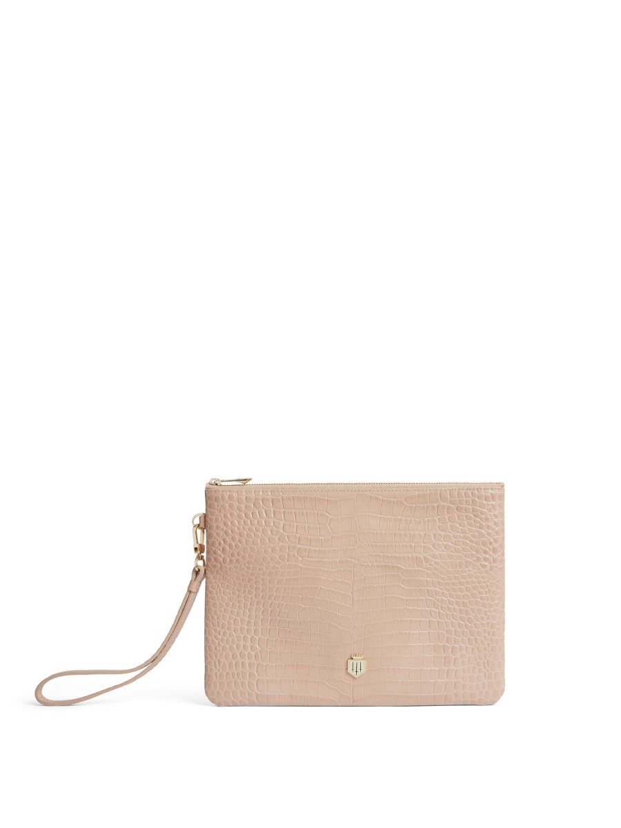 Women Fairfax & Favor Clutch Bags | Women'S Clutch Bag-Blush Croc Leather