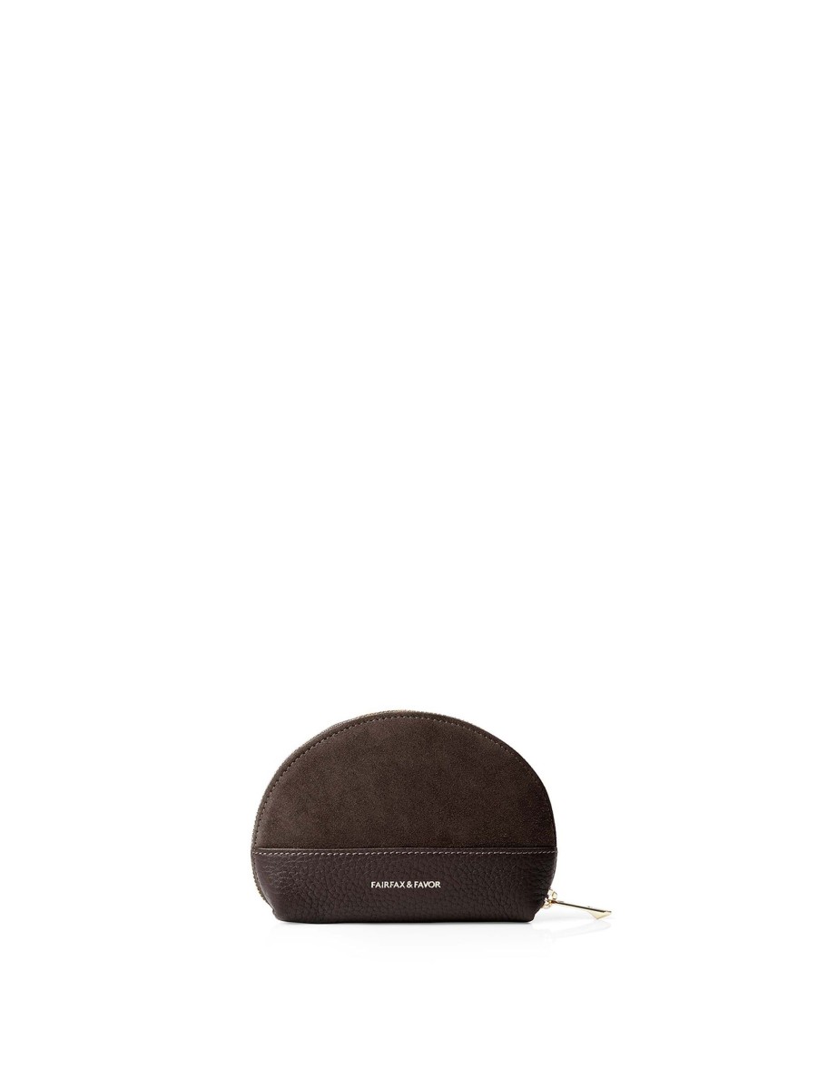 Women Fairfax & Favor Coin Purses | Women'S Coin Purse-Chocolate Suede