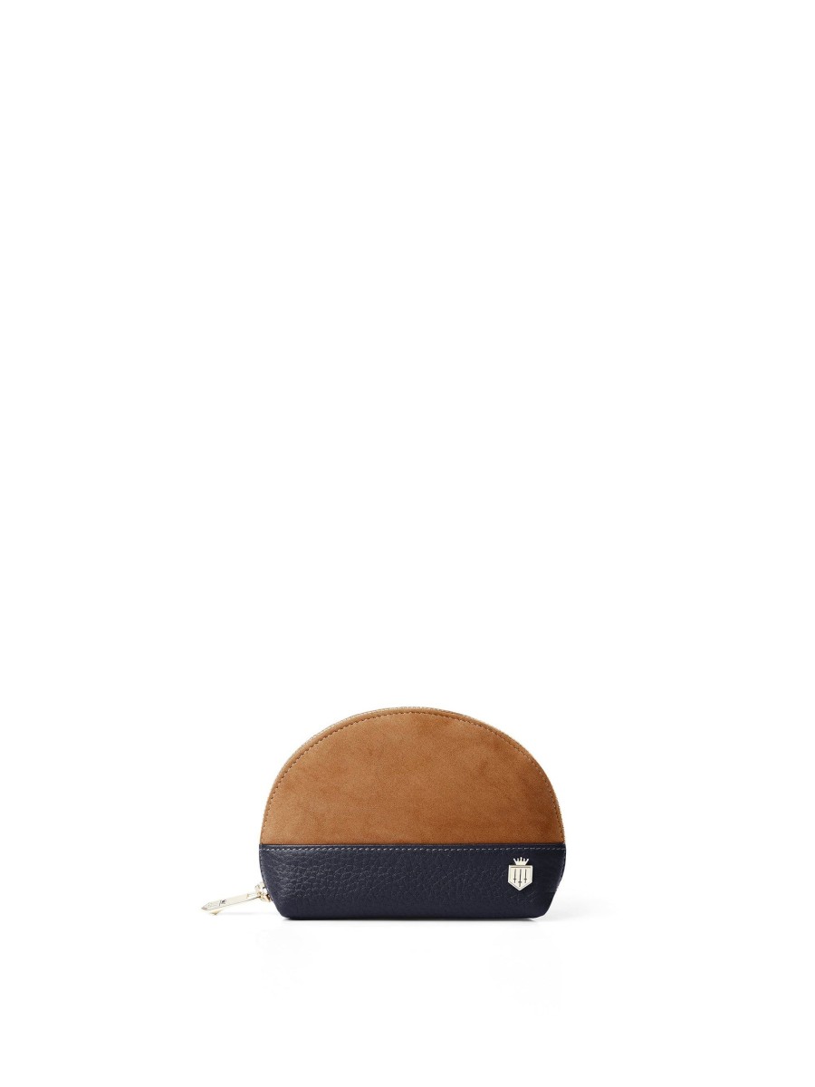 Women Fairfax & Favor Coin Purses | Women'S Coin Purse-Tan & Navy Suede