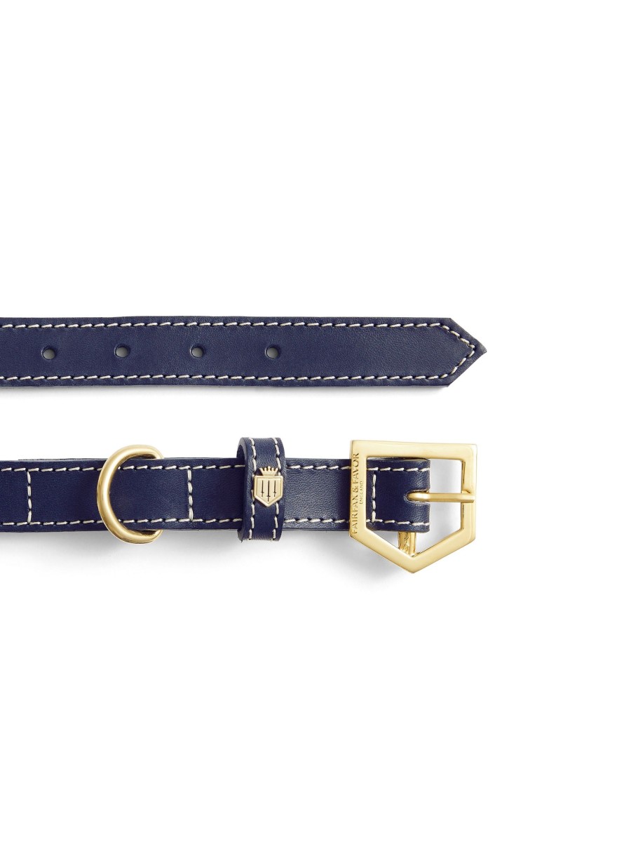 Women Fairfax & Favor Dog Collars | Navy Leather Dog Collar