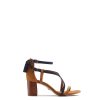 Women Fairfax & Favor Sandals | Women'S Heeled Sandal-Tan & Navy Suede