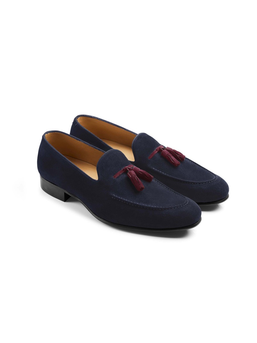 Men Fairfax & Favor Men'S Shoes | Men'S Tassel Loafer-Navy & Burgundy Suede