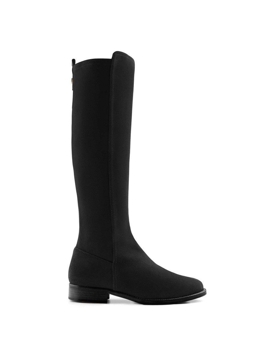 Women Fairfax & Favor Knee-High Boots | Women'S Flat Tall Boot-Black Suede