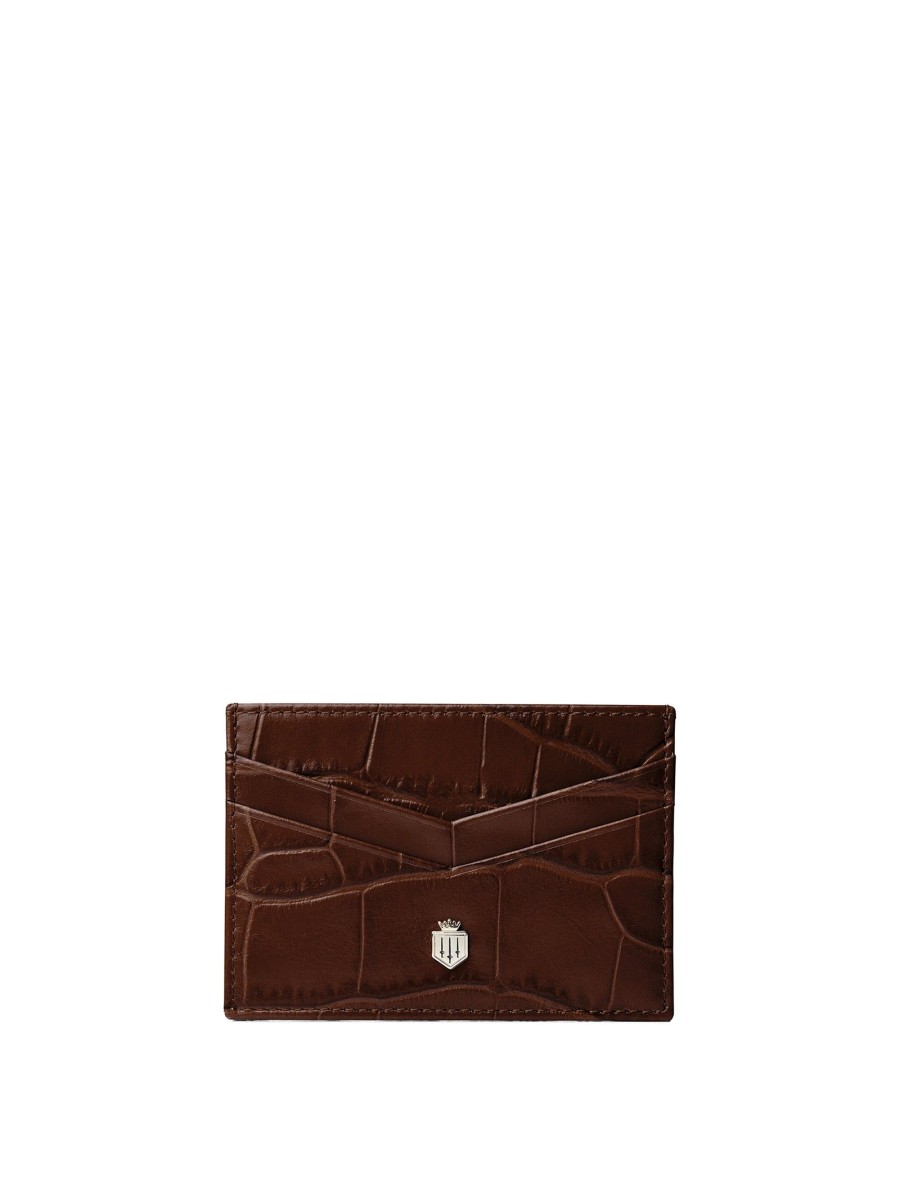 Women Fairfax & Favor Coin Purses | Card Holder-Conker Croc Leather