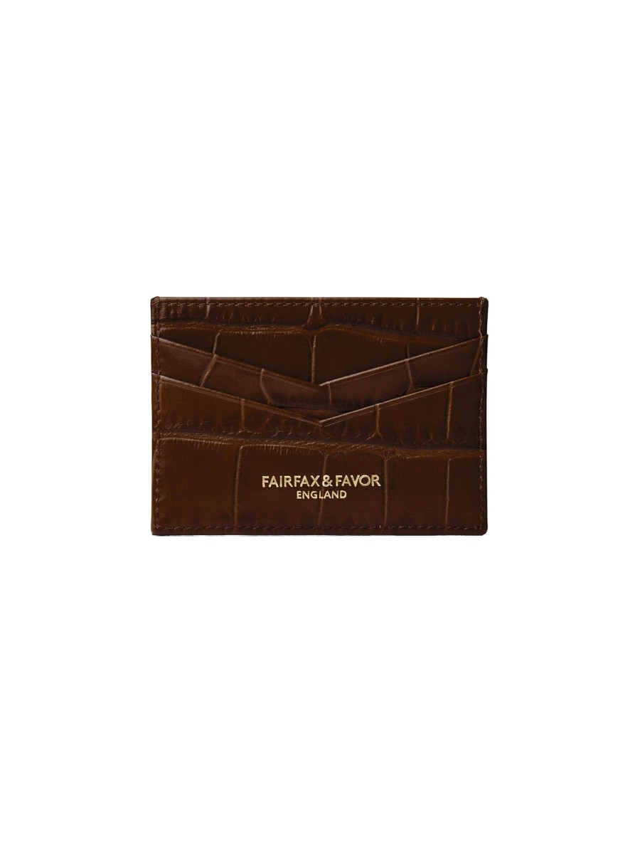 Women Fairfax & Favor Coin Purses | Card Holder-Conker Croc Leather