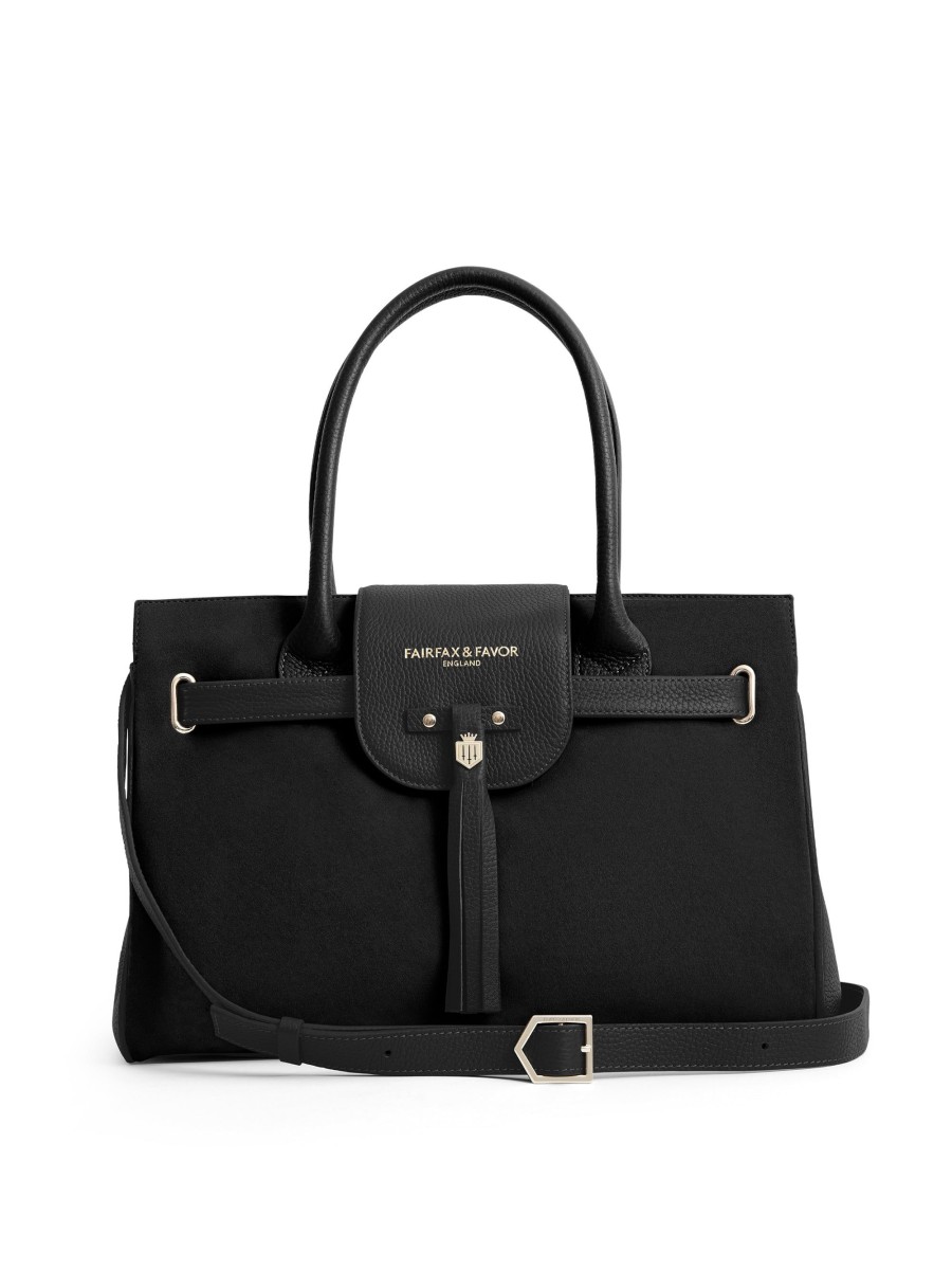 Women Fairfax & Favor Handbags | Women'S Handbag-Black Suede