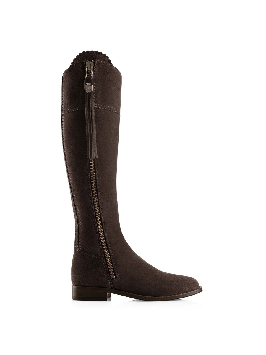 Women Fairfax & Favor Knee-High Boots | Women'S Tall Boot-Chocolate Suede, Regular Calf