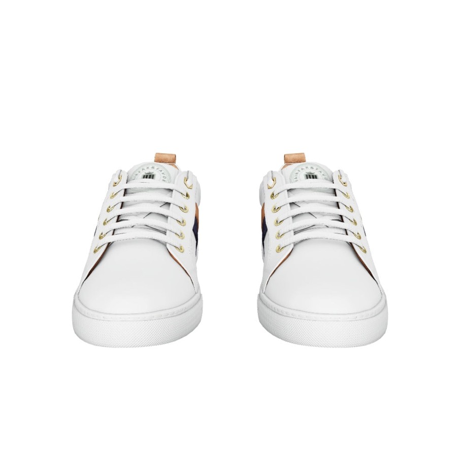 Women Fairfax & Favor Trainers | Women'S Trainer-White Leather With Tan & Navy Suede