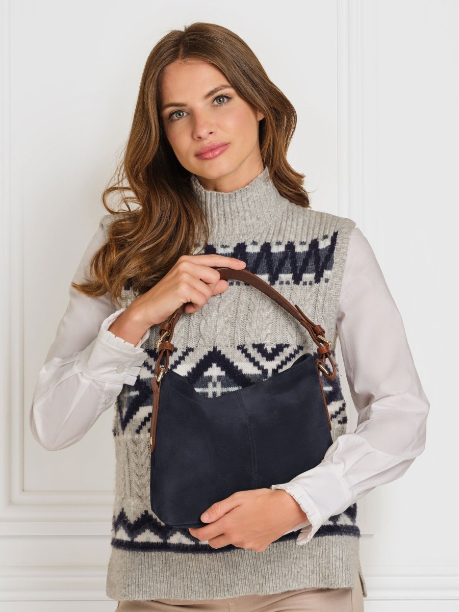 Women Fairfax & Favor Tote Bags | Women'S Mini Tote Bag-Navy Suede