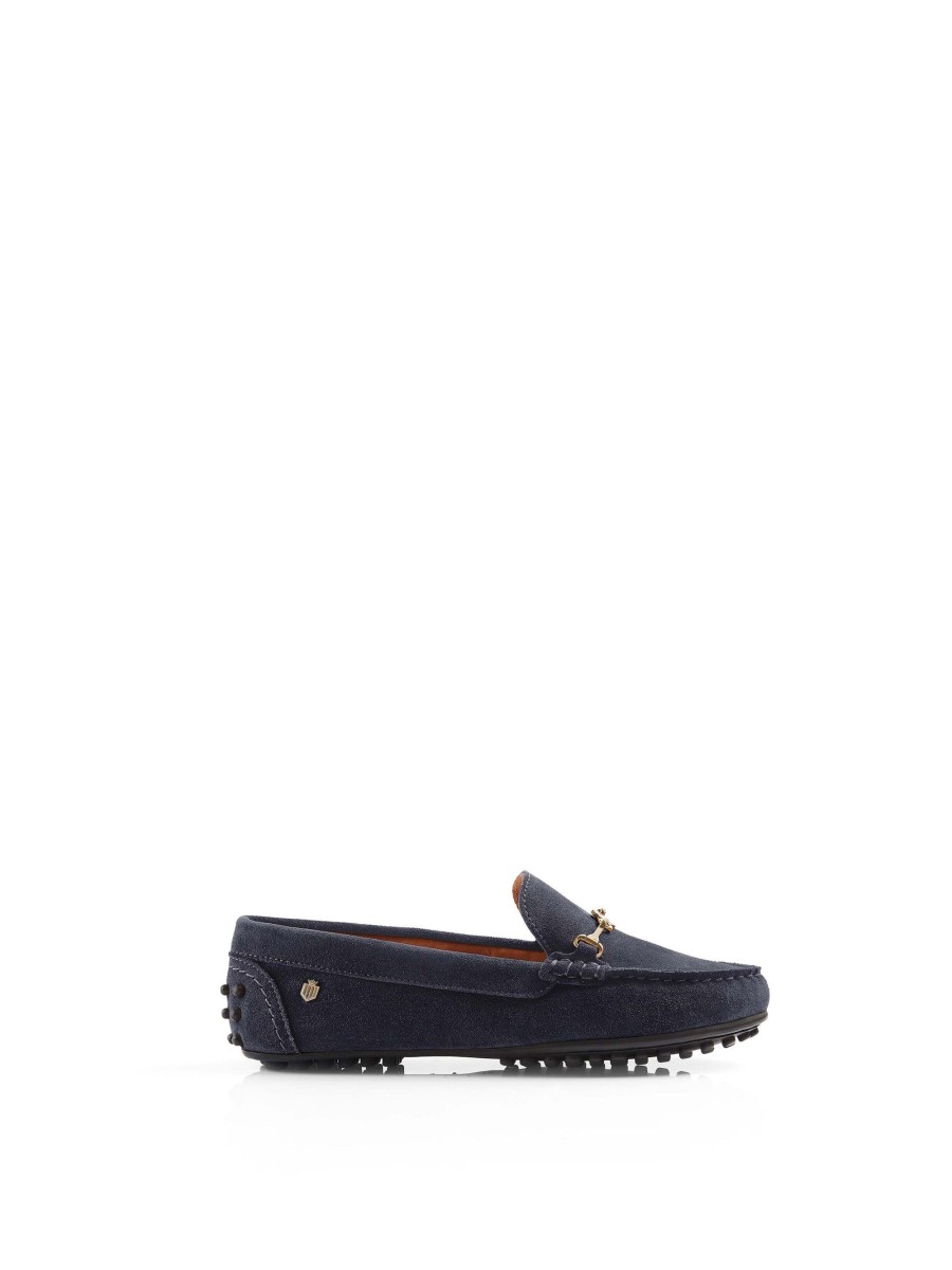 Women Fairfax & Favor Driving & Deck Shoes | Women'S Driving Shoe-Navy Blue Suede