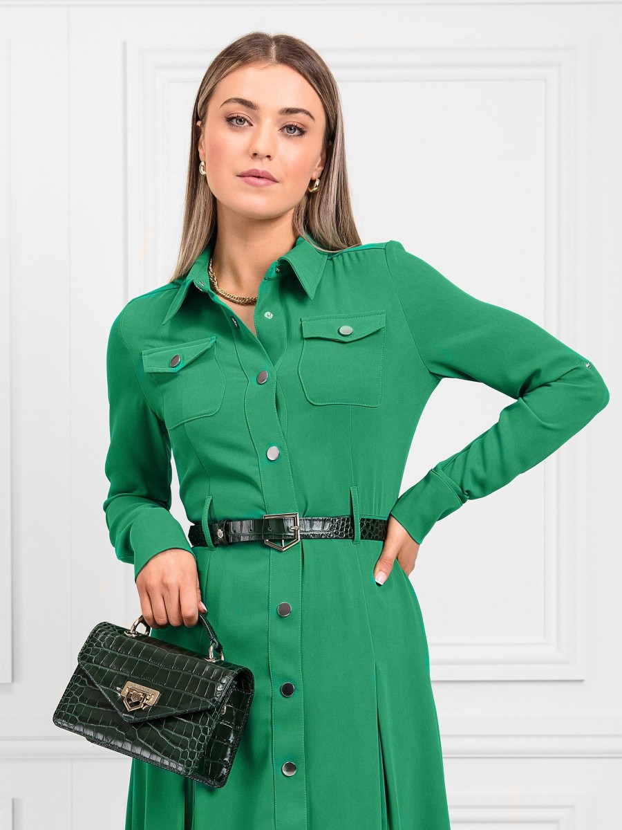 Women Fairfax & Favor Crossbody Bags | Women'S Crossbody Bag-Emerald Green Croc Print Leather