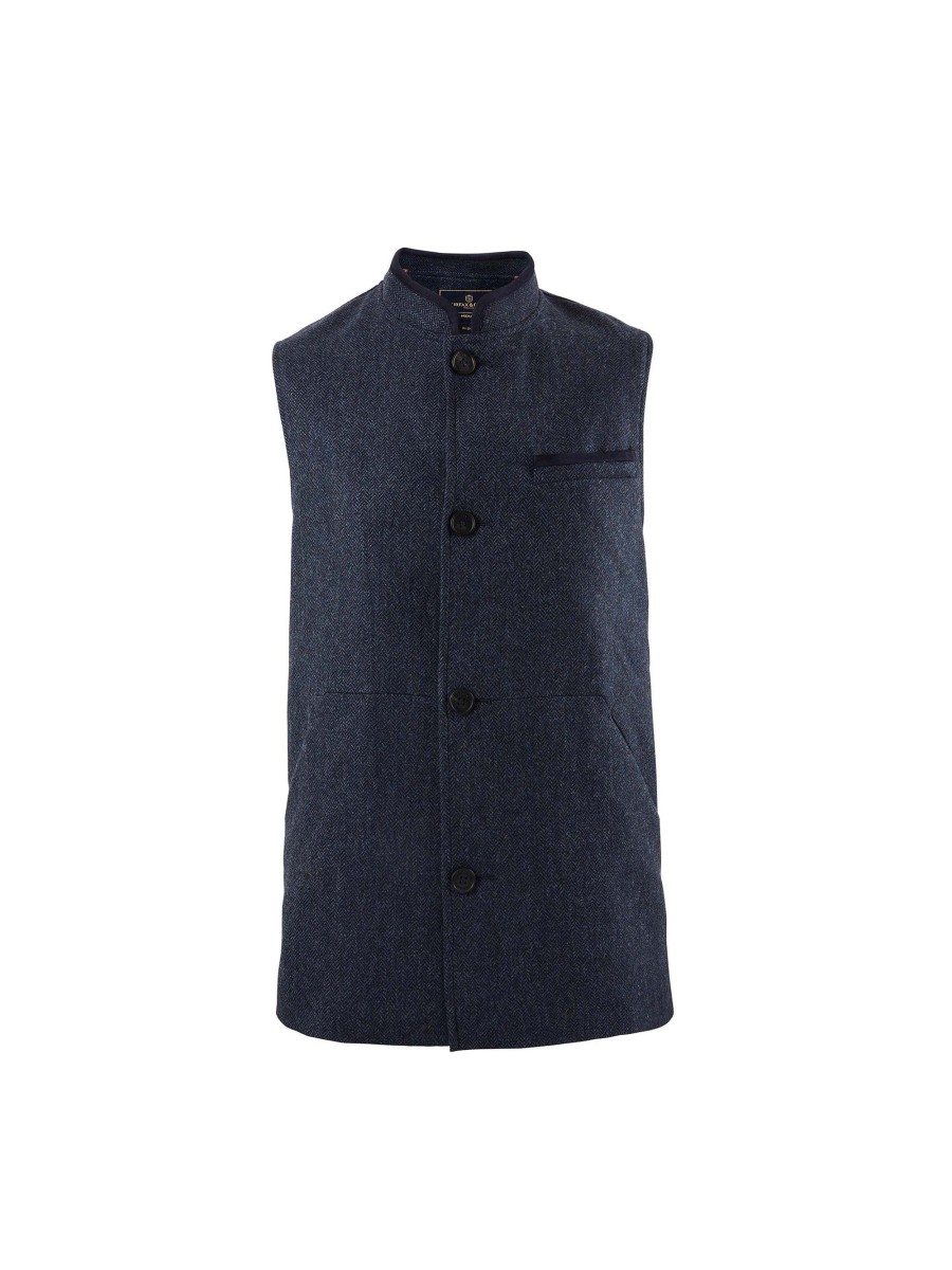 Men Fairfax & Favor Jackets & Gilets | Men'S Gilet-Navy Herringbone