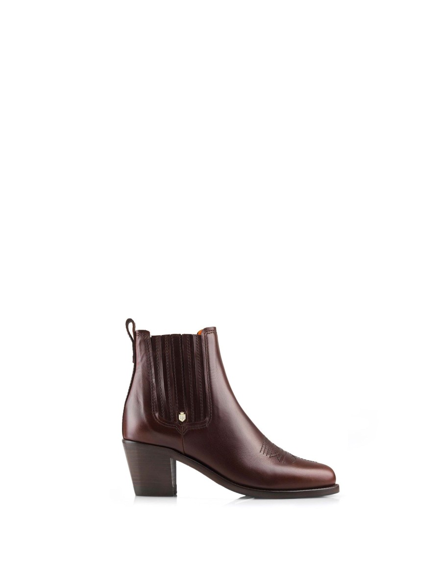 Women Fairfax & Favor Ankle Boots | Women'S Heeled Ankle Boot-Mahogany Leather