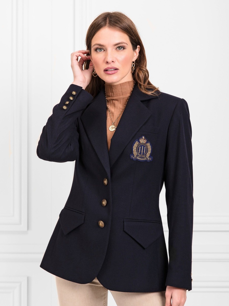 Women Fairfax & Favor Coats & Jackets | Women'S Wool Blazer-Navy