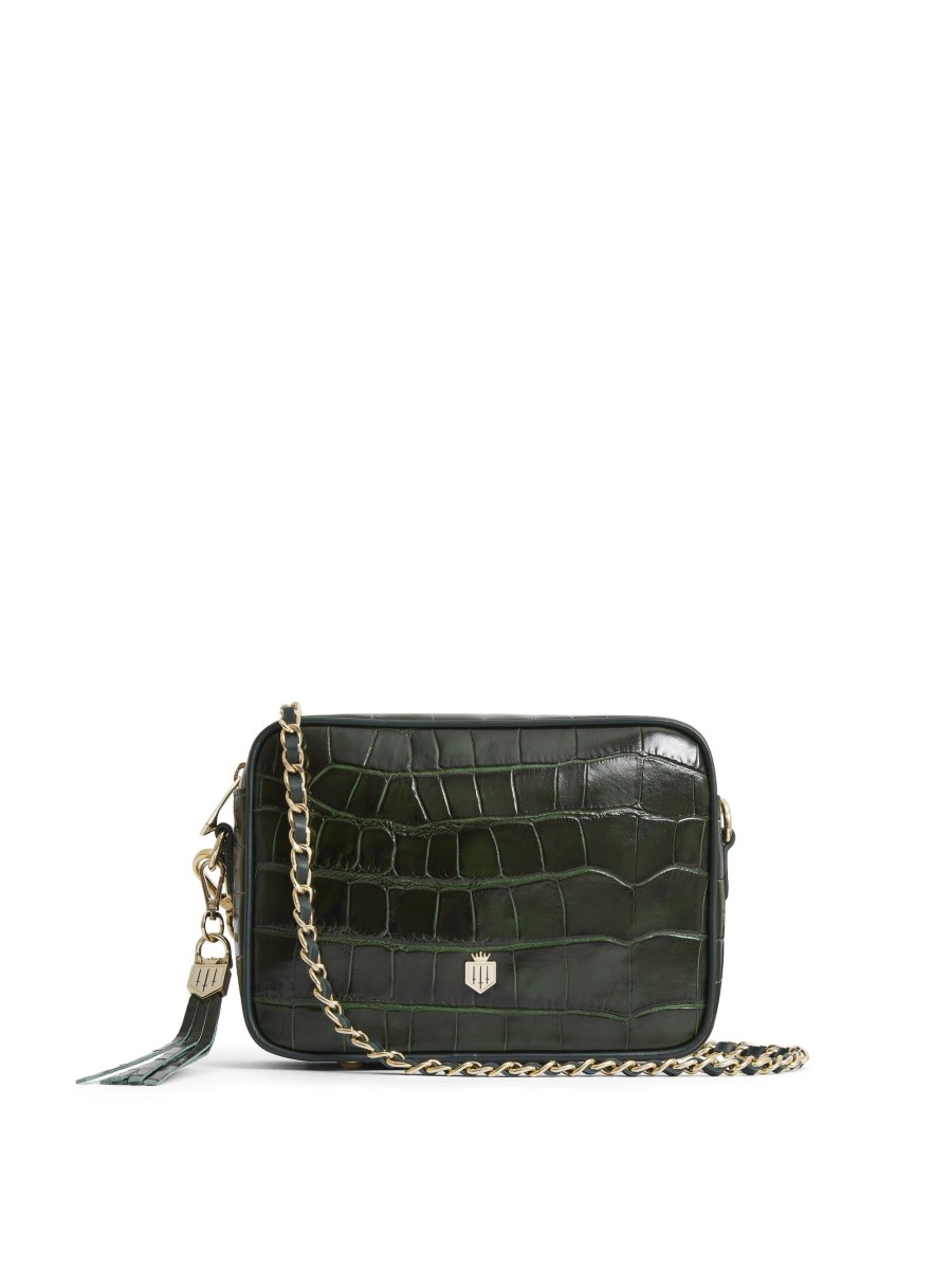 Women Fairfax & Favor Crossbody Bags | Women'S Crossbody Bag-Emerald Green Croc Print Leather