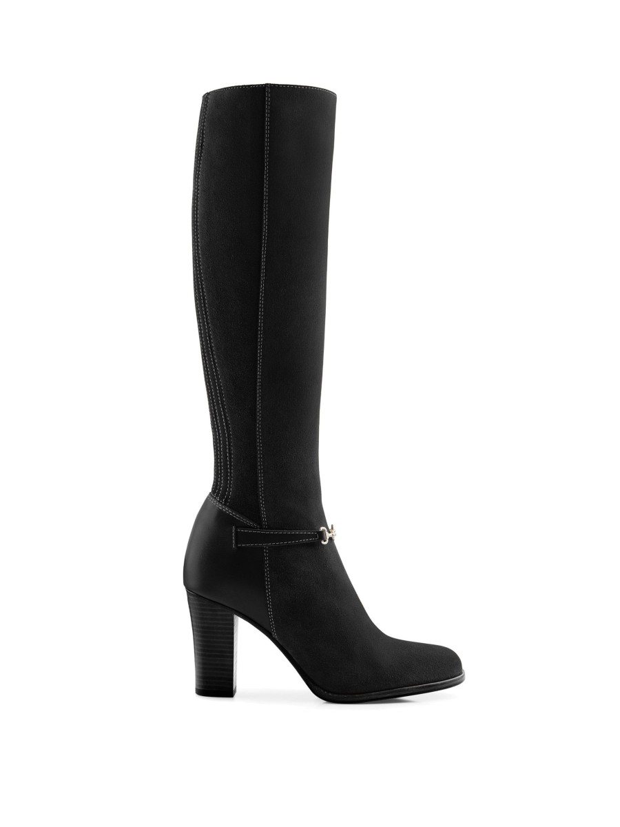 Women Fairfax & Favor Knee-High Boots | Women'S Tall Heeled Boot-Black Suede, Narrow Calf