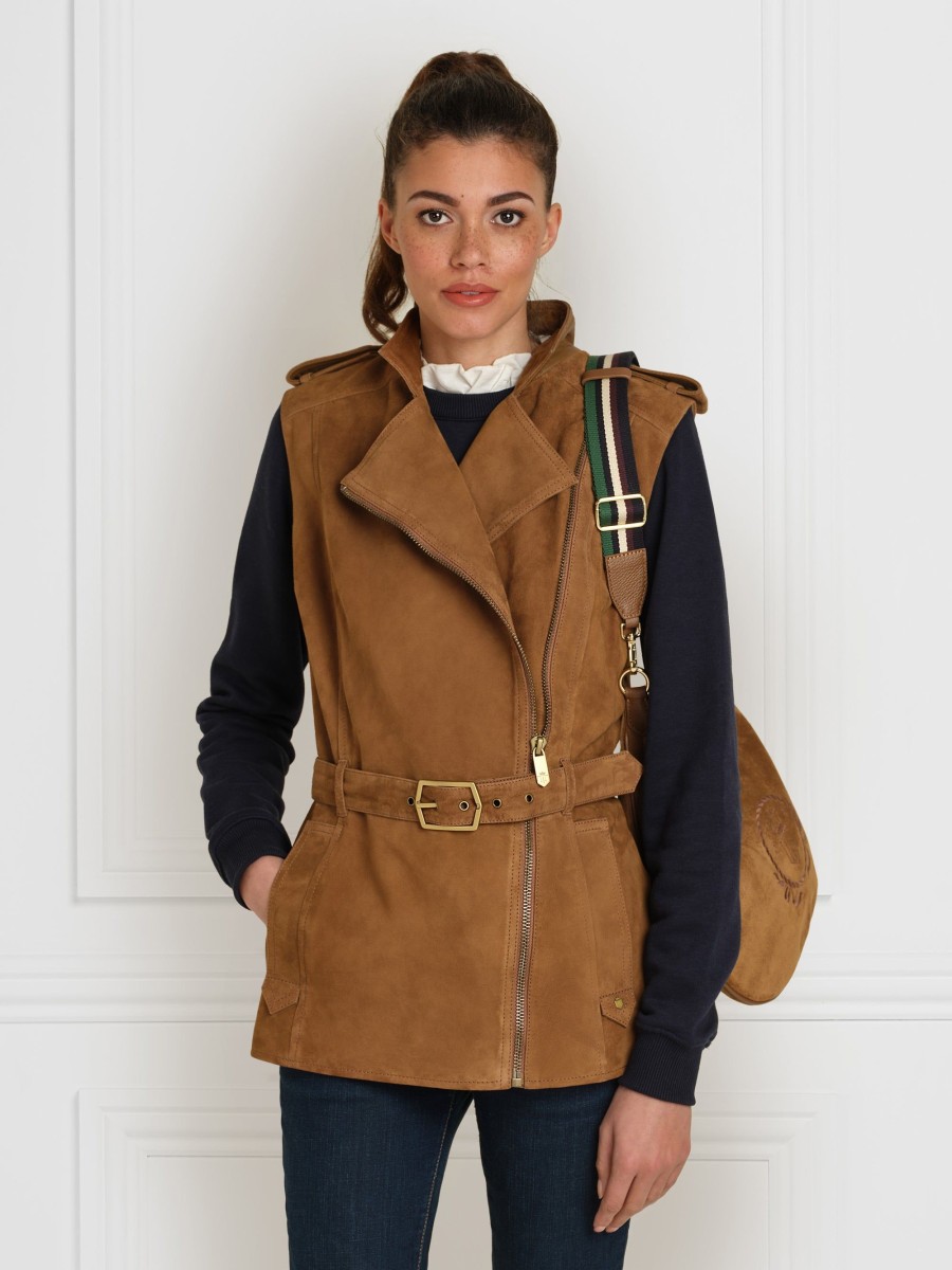 Women Fairfax & Favor Gilets | Women'S Gilet-Tan Suede