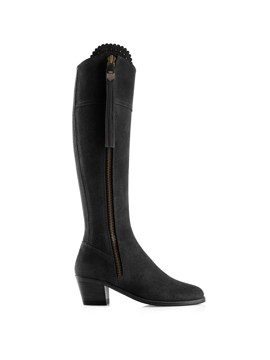 Women Fairfax & Favor Knee-High Boots | Women'S Tall Heeled Boot-Black Suede, Regular Calf