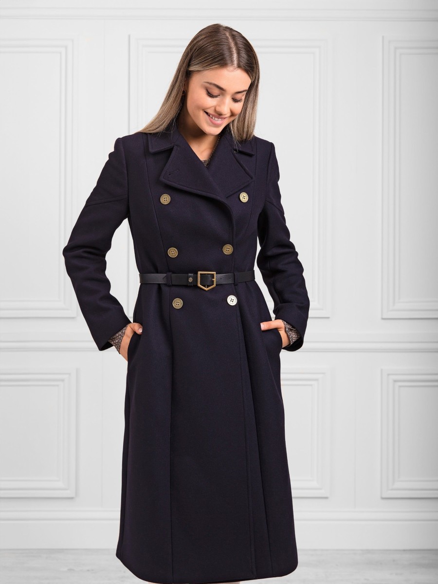 Women Fairfax & Favor Coats & Jackets | Women'S Coat-Navy Wool