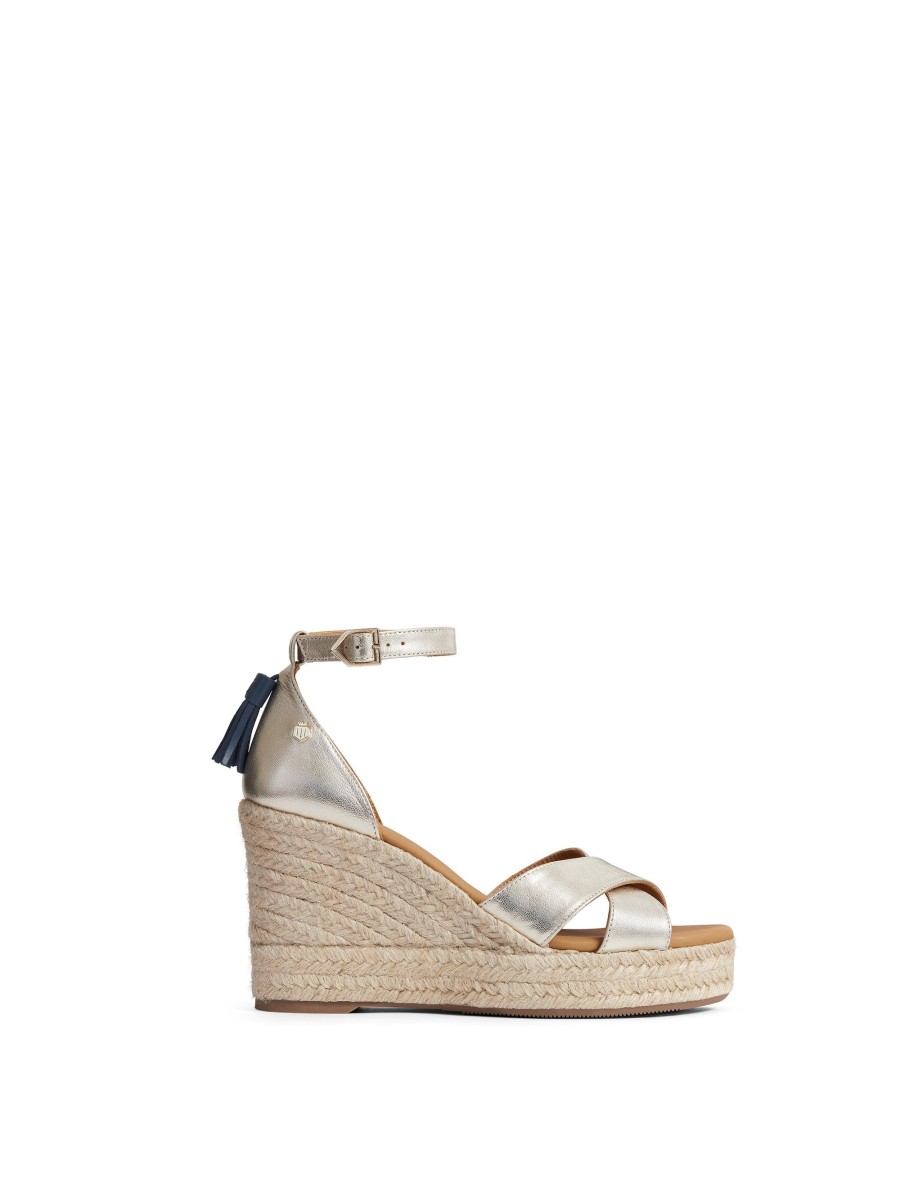 Women Fairfax & Favor Heels & Wedges | Women'S Wedge Sandal-Gold Leather