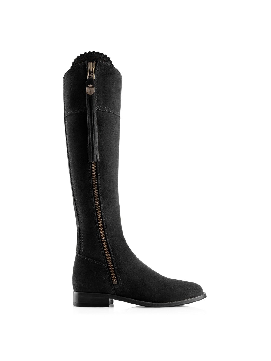 Women Fairfax & Favor Knee-High Boots | Women'S Tall Boot-Black Suede, Narrow Calf